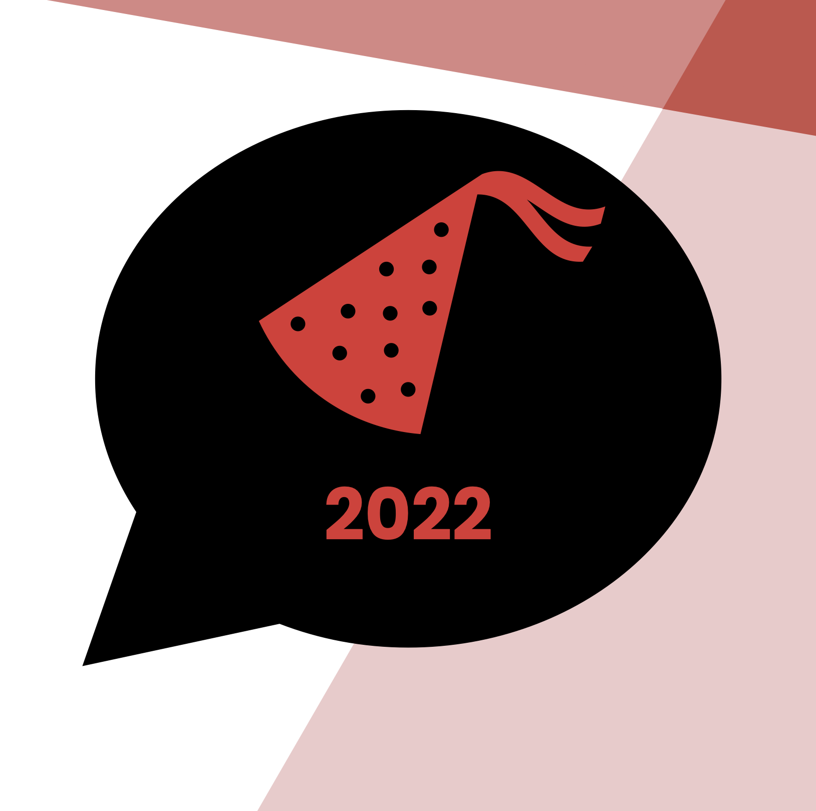 Speech bubble with party hat and 2022 inscribed